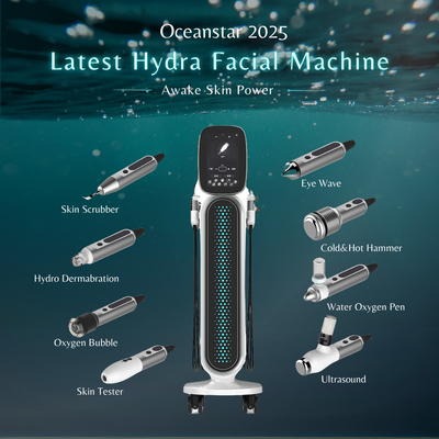 มูลติฟункชั่นยืน 8 ใน 1 เครื่องบํารุงผิวหน้า Hydrafacial เครื่องบํารุงผิวหนัง Oxygen Jet การวิเคราะห์ผิวหนัง Aqua Peeling Hydrafacial Dermabrasion
